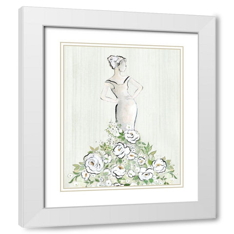 Fashion Floral Figurative White Modern Wood Framed Art Print with Double Matting by Tava Studios