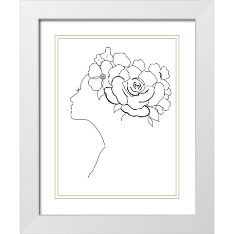 Fashion Floral Sketch II White Modern Wood Framed Art Print with Double Matting by Tava Studios