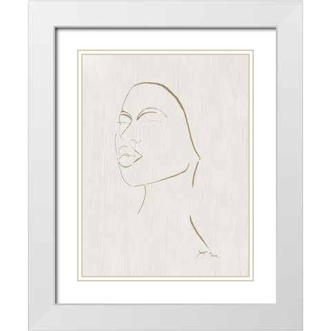 Portrait Sketch II White Modern Wood Framed Art Print with Double Matting by Tava Studios
