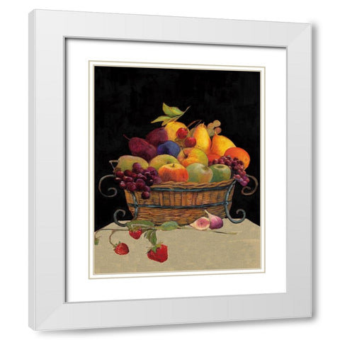 Fruit Basket I White Modern Wood Framed Art Print with Double Matting by Olson, Charlene