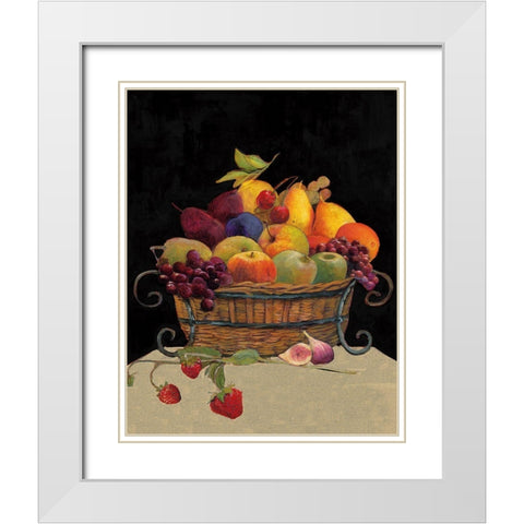 Fruit Basket I White Modern Wood Framed Art Print with Double Matting by Olson, Charlene
