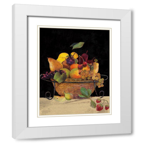 Fruit Basket II White Modern Wood Framed Art Print with Double Matting by Olson, Charlene