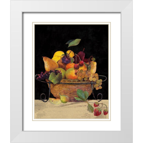 Fruit Basket II White Modern Wood Framed Art Print with Double Matting by Olson, Charlene