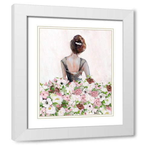 Floral Contemplation I White Modern Wood Framed Art Print with Double Matting by Tava Studios