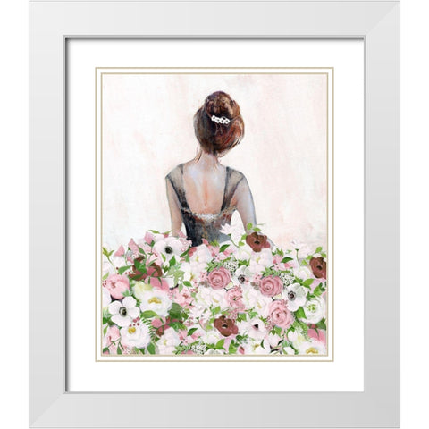 Floral Contemplation I White Modern Wood Framed Art Print with Double Matting by Tava Studios