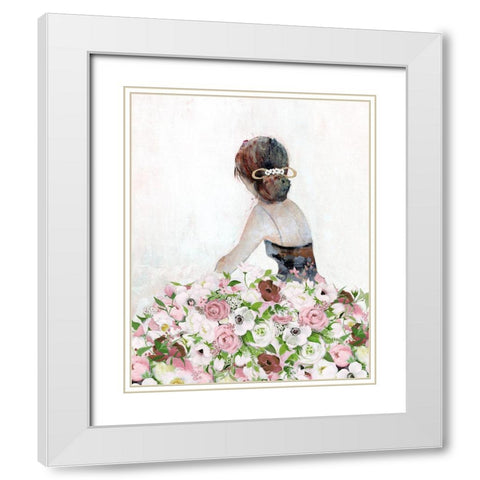 Floral Contemplation II White Modern Wood Framed Art Print with Double Matting by Tava Studios