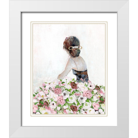 Floral Contemplation II White Modern Wood Framed Art Print with Double Matting by Tava Studios