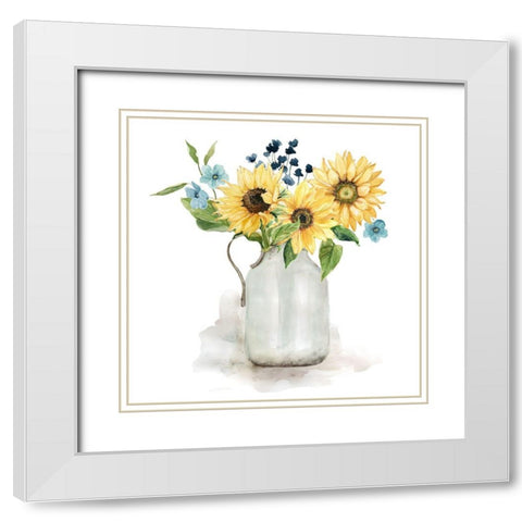 Sunflower Day I White Modern Wood Framed Art Print with Double Matting by Finn, Livi
