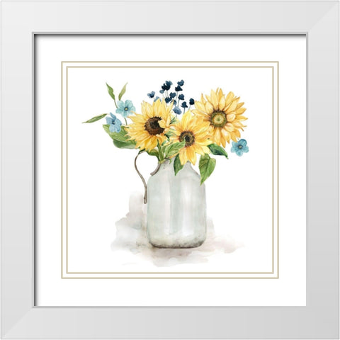 Sunflower Day I White Modern Wood Framed Art Print with Double Matting by Finn, Livi