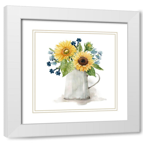 Sunflower Day II White Modern Wood Framed Art Print with Double Matting by Finn, Livi