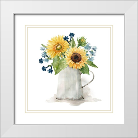 Sunflower Day II White Modern Wood Framed Art Print with Double Matting by Finn, Livi