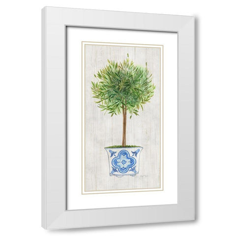 Rosemary Topiary White Modern Wood Framed Art Print with Double Matting by Tava Studios