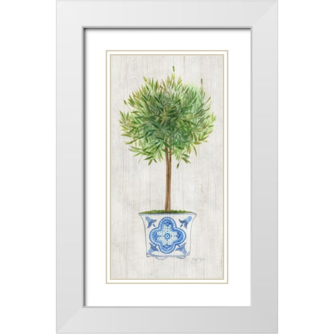 Rosemary Topiary White Modern Wood Framed Art Print with Double Matting by Tava Studios