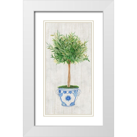 Sage Topiary White Modern Wood Framed Art Print with Double Matting by Tava Studios