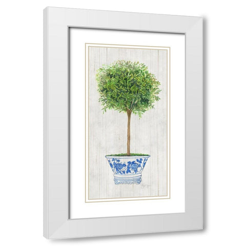 Thyme Topiary White Modern Wood Framed Art Print with Double Matting by Tava Studios