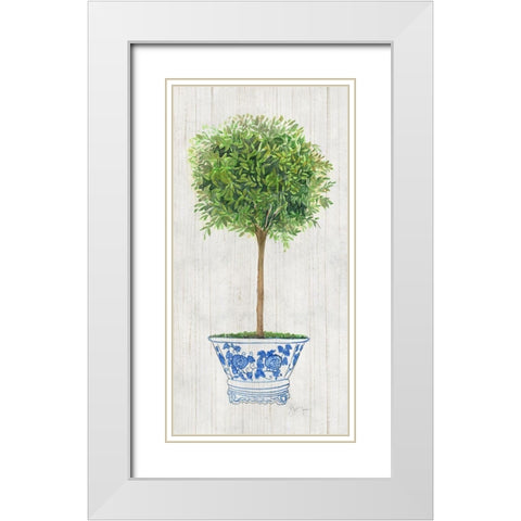 Thyme Topiary White Modern Wood Framed Art Print with Double Matting by Tava Studios
