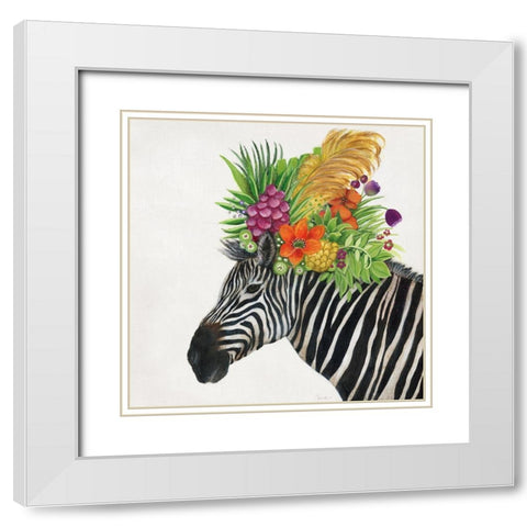 Royale Zebra White Modern Wood Framed Art Print with Double Matting by Tava Studios