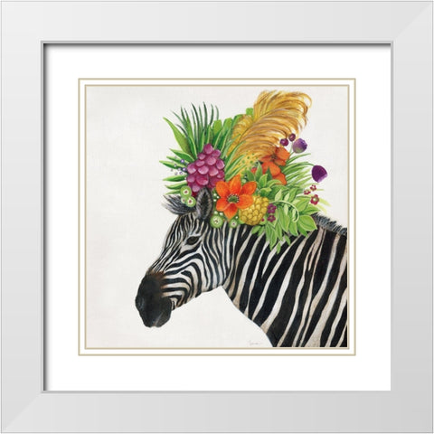 Royale Zebra White Modern Wood Framed Art Print with Double Matting by Tava Studios