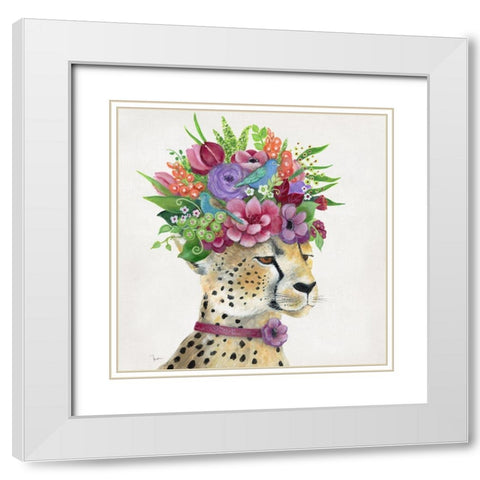Royale Cheetah White Modern Wood Framed Art Print with Double Matting by Tava Studios