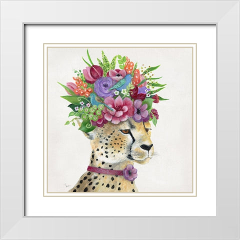 Royale Cheetah White Modern Wood Framed Art Print with Double Matting by Tava Studios