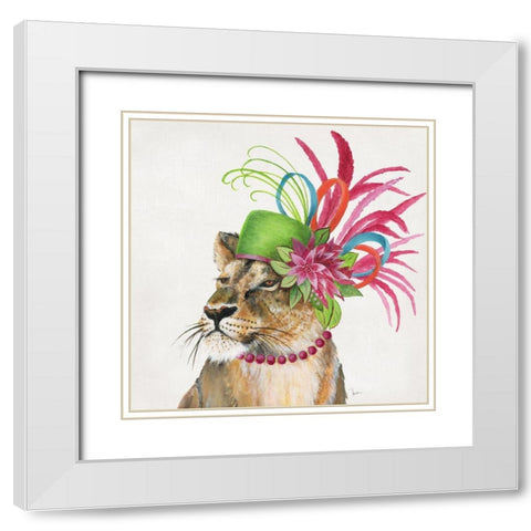 Royale Lion White Modern Wood Framed Art Print with Double Matting by Tava Studios