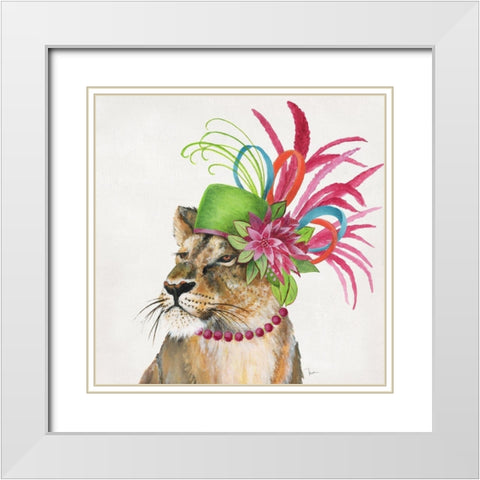 Royale Lion White Modern Wood Framed Art Print with Double Matting by Tava Studios