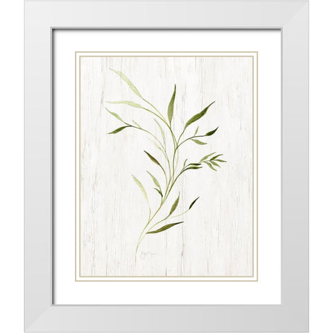 Windblown Leaves II White Modern Wood Framed Art Print with Double Matting by Tava Studios