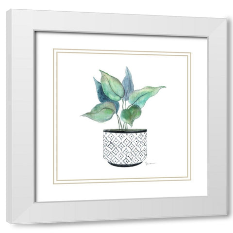 Modern Botany Blue I White Modern Wood Framed Art Print with Double Matting by Tava Studios