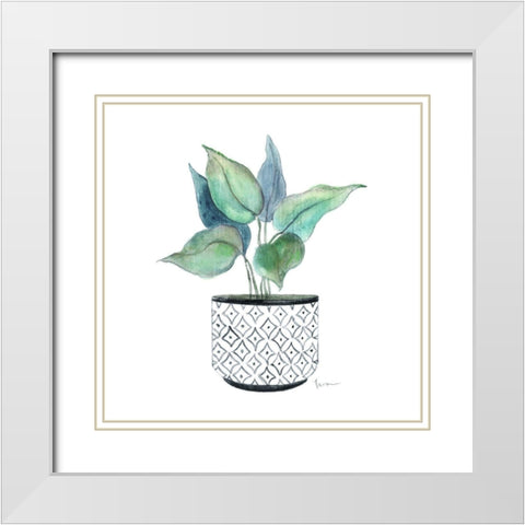 Modern Botany Blue I White Modern Wood Framed Art Print with Double Matting by Tava Studios