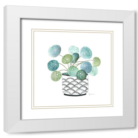 Modern Botany Blue II White Modern Wood Framed Art Print with Double Matting by Tava Studios