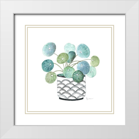Modern Botany Blue II White Modern Wood Framed Art Print with Double Matting by Tava Studios