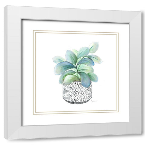 Modern Botany Blue III White Modern Wood Framed Art Print with Double Matting by Tava Studios