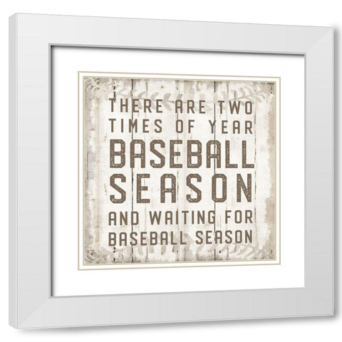 Baseball Season White Modern Wood Framed Art Print with Double Matting by CAD Designs