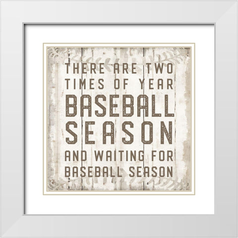 Baseball Season White Modern Wood Framed Art Print with Double Matting by CAD Designs