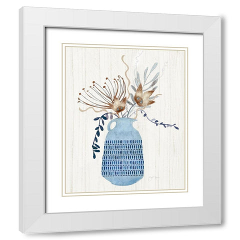 Boho Arrangement I White Modern Wood Framed Art Print with Double Matting by Tava Studios