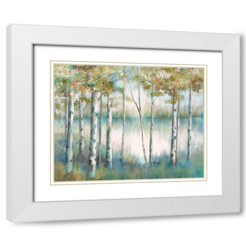 Aspen Lake White Modern Wood Framed Art Print with Double Matting by Nan