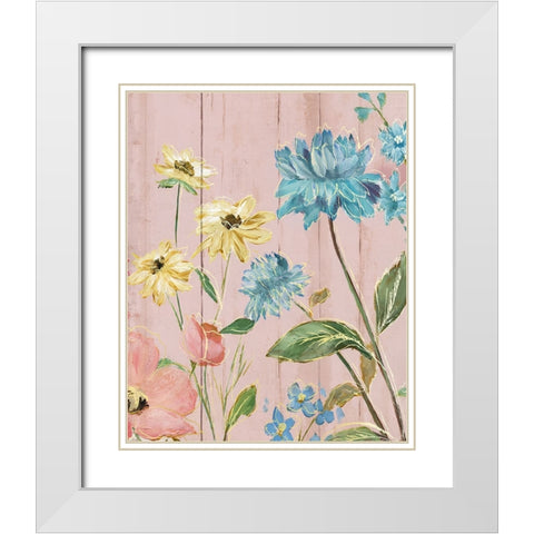Wildflower Flutter IV White Modern Wood Framed Art Print with Double Matting by Tava Studios