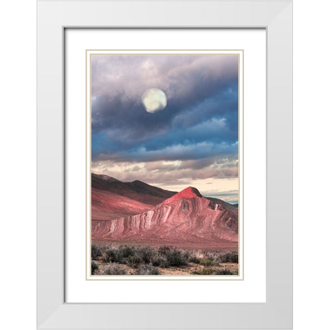 Last Light On Striped Butte White Modern Wood Framed Art Print with Double Matting by Delimont, Danita