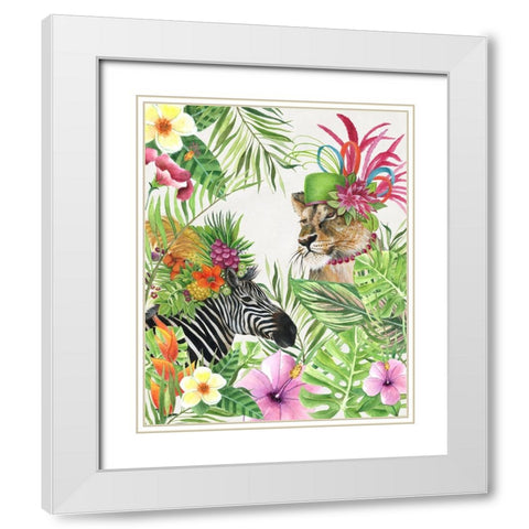 Jungle Royale II White Modern Wood Framed Art Print with Double Matting by Tava Studios