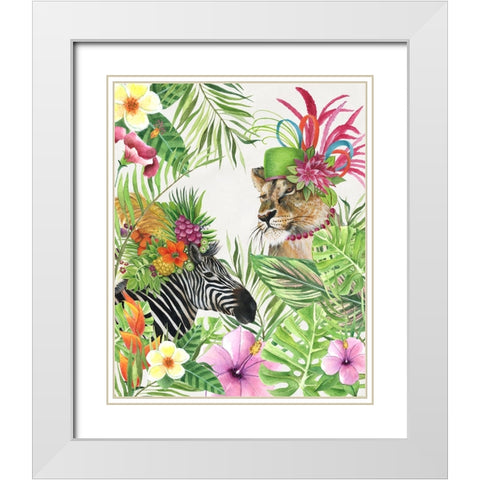 Jungle Royale II White Modern Wood Framed Art Print with Double Matting by Tava Studios