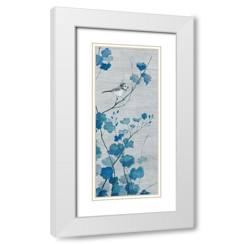 Blue Spring Song I White Modern Wood Framed Art Print with Double Matting by Tava Studios