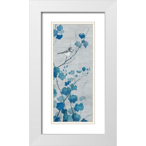 Blue Spring Song I White Modern Wood Framed Art Print with Double Matting by Tava Studios
