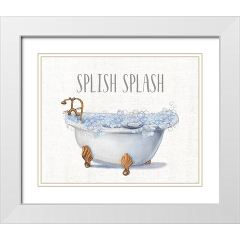 Splish Splash White Modern Wood Framed Art Print with Double Matting by Brooks, Donna