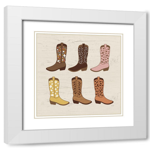 Cowgirl Boots White Modern Wood Framed Art Print with Double Matting by Carpentieri, Natalie