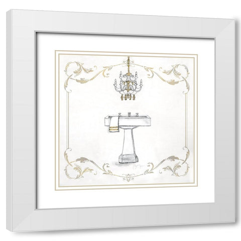 Fancy Sink White Modern Wood Framed Art Print with Double Matting by Tava Studios