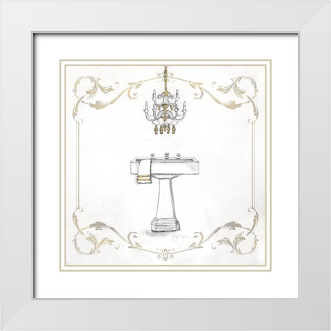 Fancy Sink White Modern Wood Framed Art Print with Double Matting by Tava Studios