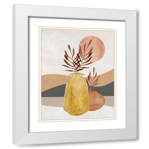 Adobe Moon I White Modern Wood Framed Art Print with Double Matting by Tava Studios