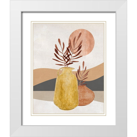 Adobe Moon I White Modern Wood Framed Art Print with Double Matting by Tava Studios