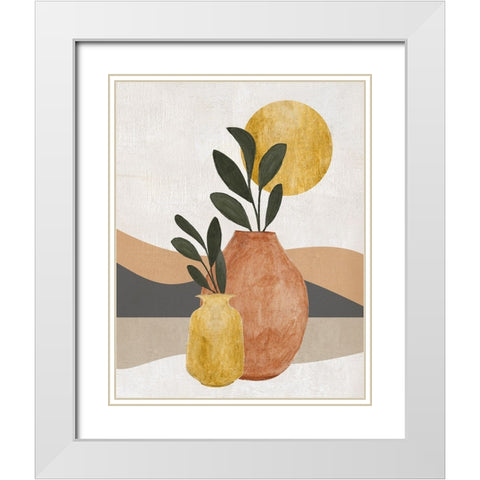 Adobe Moon II White Modern Wood Framed Art Print with Double Matting by Tava Studios