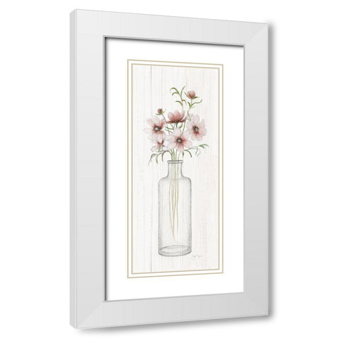 Pretty Pink I White Modern Wood Framed Art Print with Double Matting by Tava Studios